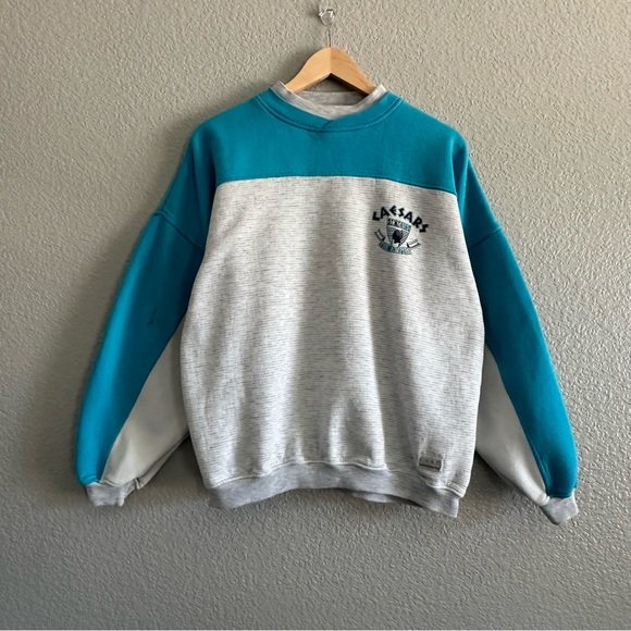 Caesars Other - Vintage Caesars Sweatshirt Color Block Long Sleeve Blue Striped Grey Large